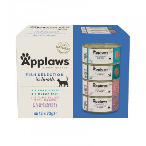 APPLAWS CAT COLLECTION FISH kaķu konservu izlase Zivs buljonā 4 veidi 70g N12